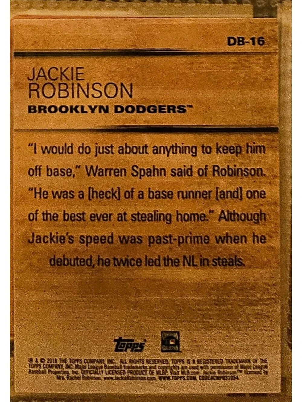 2018 Topps Update Don't Blink #DB16 Jackie Robinson - NM-MT